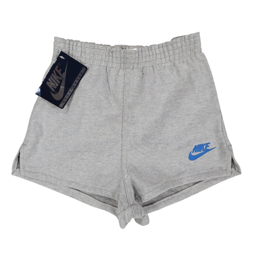 Nike Vintage Shorts Boys Size S 8 Grey Blue Logo Made in USA Deadstock NWT